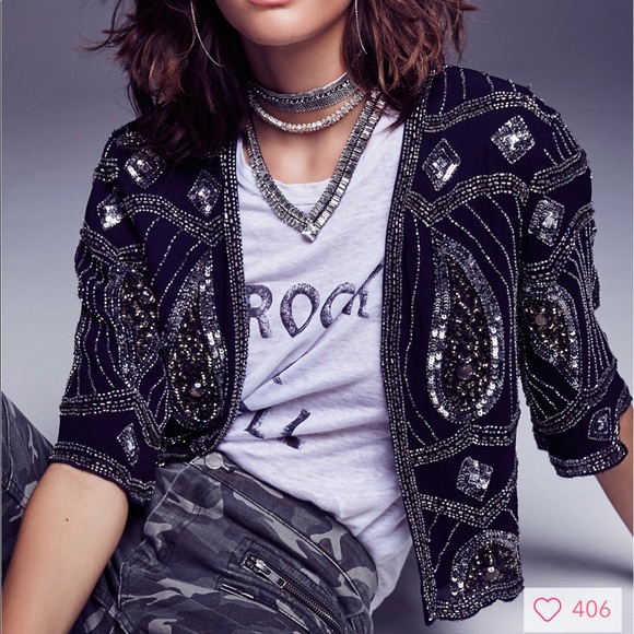 beaded cropped jacket